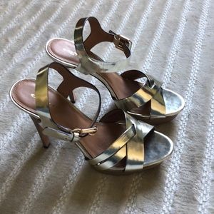 Brand new, never worn golden, Coach straps sandal
